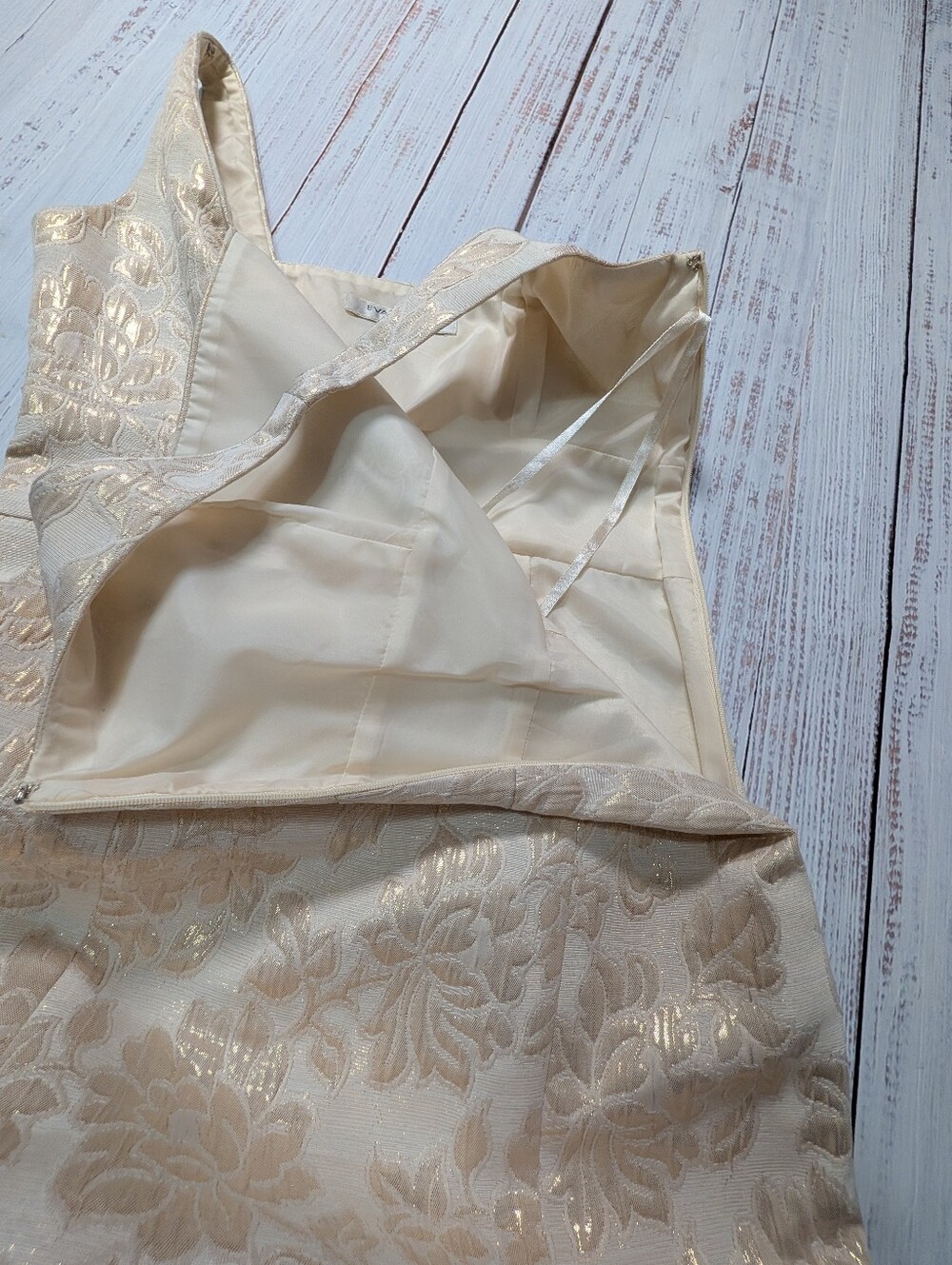 Evan Picone Gold Floral Brocade Sheath Dress Size 6 Cocktail Wedding - Picture 5 of 12